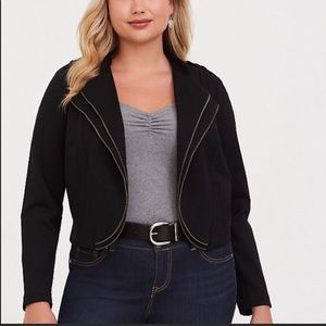 Torrid Black Double Zip Drape Ponte Blazer